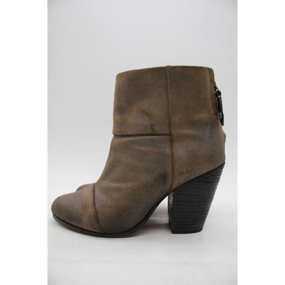 Rag & Bone Boots Newbury Women's 38.5 / 8.5 Bootie Distressed Brown Suede Heel - Picture 4 of 10